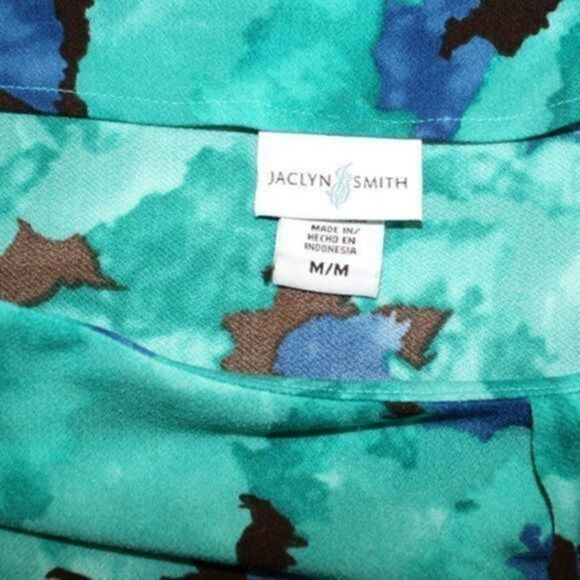 JACKLYN Smith watercolor tie-dye print blouse asymmetric ruffled neckline M - Picture 15 of 15